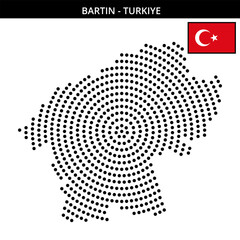 Fototapeta premium Big circular dotted map of bartin in Turkiye