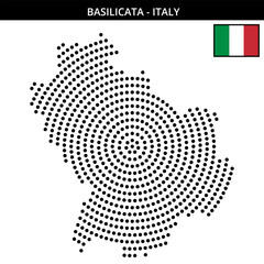 Obraz premium Big circular dotted map of basilicata in Italy