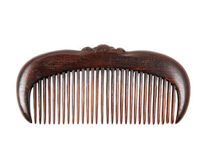Wooden comb with fine teeth, showcasing smooth finish and elegant design, perfect for grooming and styling hair. This accessory adds touch of sophistication to personal care routines