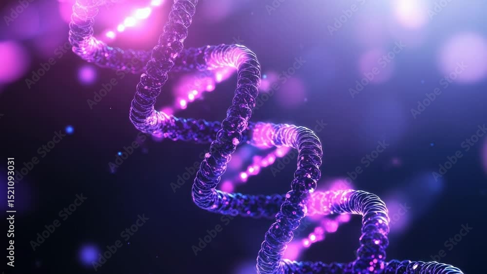 Poster a microscopic view of a double helix dna structure, ideal for scientific or educational use