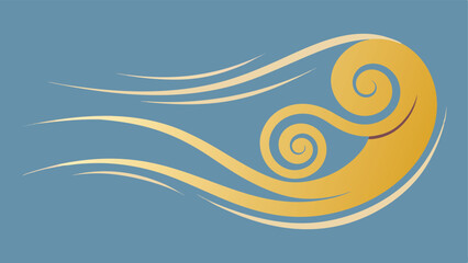 Golden swirls and flowing lines decorative design on soft blue background