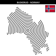 Obraz premium Big circular dotted map of buskerud in Norway