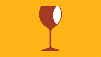 Minimalist wine glass vector illustration on a golden background concept