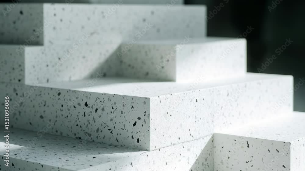 Poster Close-up shot of white concrete steps with clean lines and texture