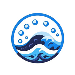 Obraz premium Blue-Wave-Water-Bubble-Logo-Icon-Vector