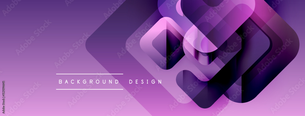 Poster abstract purple design features layered squares, gradients. modern aesthetic suitable for background