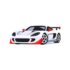 Racing-White-Sports-Car-Vector-Illustration