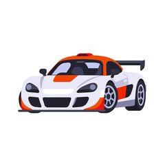 Fototapeta premium Racing-Sports-Car-Vector-Illustration-White-Orange