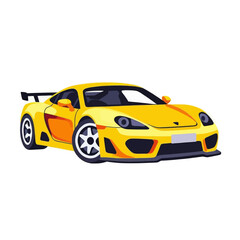 Yellow-Racing-Sports-Car-Vector-Illustration