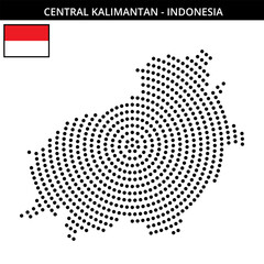 Fototapeta premium Big circular dotted map of central-kalimantan in Indonesia