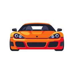 Orange-Sports-Car-Front-View-Vector-Illustration