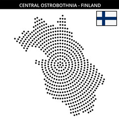 Obraz premium Big circular dotted map of central-ostrobothnia in Finland