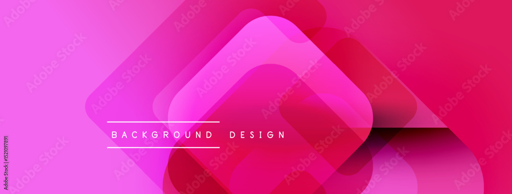 Poster Abstract pink background features overlapping squares, creating dynamic visual effect. Text reads background design. Modern, vibrant composition.