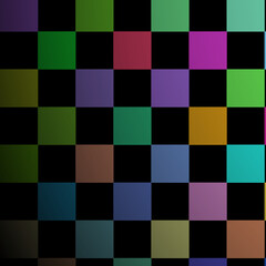 A Colorful Checkered Pattern Featuring a Multitude of Vibrant Squares and a Darkened Background.