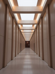 Fototapeta premium Minimalist Architectural Corridor with Symmetrical Geometric Design