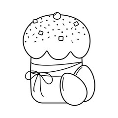 Outline Hand drawn Easter bread Sprinkle decorated and Eggs Easter Greeting coloring design element