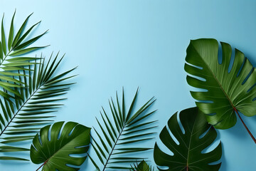 Collection of tropical leaves,foliage plant in green color with space background