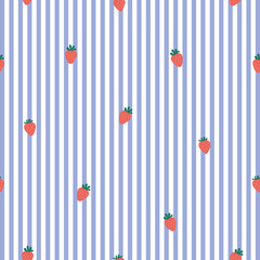 Strawberries and stripes - seamless textile pattern design
