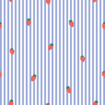 Strawberries and stripes - seamless textile pattern design