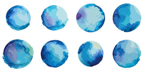 Multiple vector illustrations circle, watercolor style

