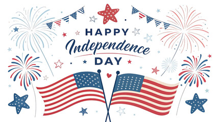 Fototapeta premium Happy Independence Day Celebrate Freedom with Fireworks and Flags