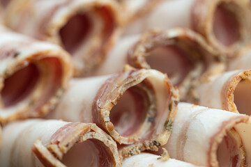 Sliced Traditional Ukrainian Salo Rolls