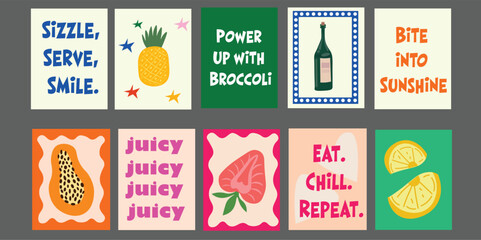 Summer Menu Banner with Tropical Fruits and Vegetables. Eye-catching design perfect for promoting summer menus, smoothie bars, or plant-based cuisine. Bright and positive, ideal for posters, web