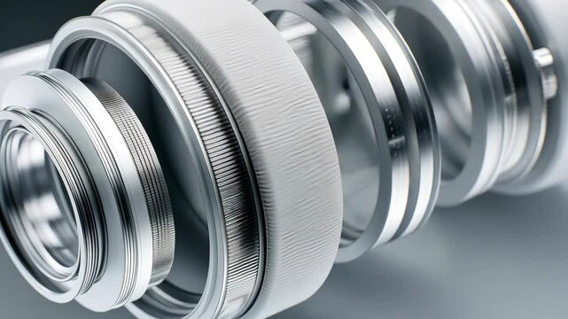 Close-up of precision metal components showcasing intricate details and craftsmanship in industrial design.