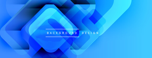 Fototapeta premium Abstract blue layers create dynamic background. Geometric shapes overlap, forming modern design. Bright gradients enhance visual appeal.
