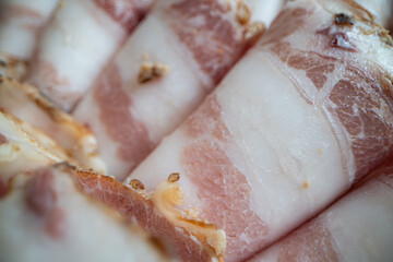 Sliced Traditional Ukrainian Salo Rolls