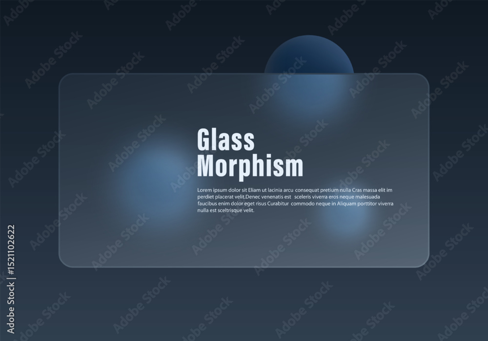 Aufkleber modern dark glass morphism ui mockup with matte panel and muted blue 3d spheres on gradient backgrou