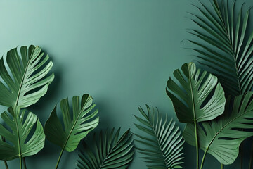 Collection of tropical leaves,foliage plant in green color with space background