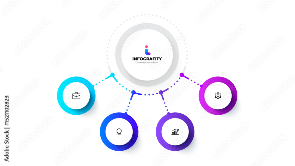 Aufkleber infographic illustration featuring vibrant color gradients and icons representing business, innovati