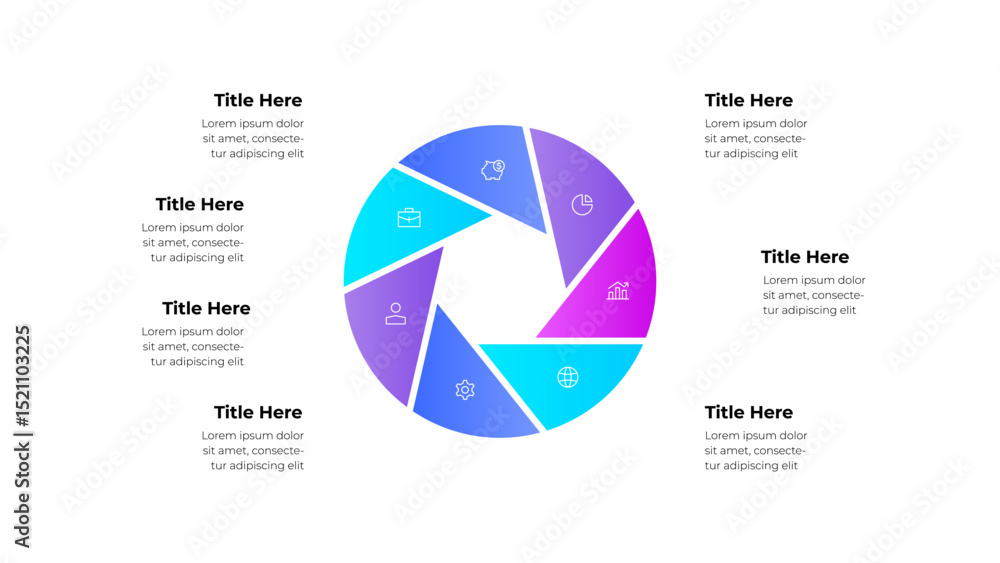 Poster circular 7 step infographic design with placeholder icons, and descriptions, perfect for presenting 