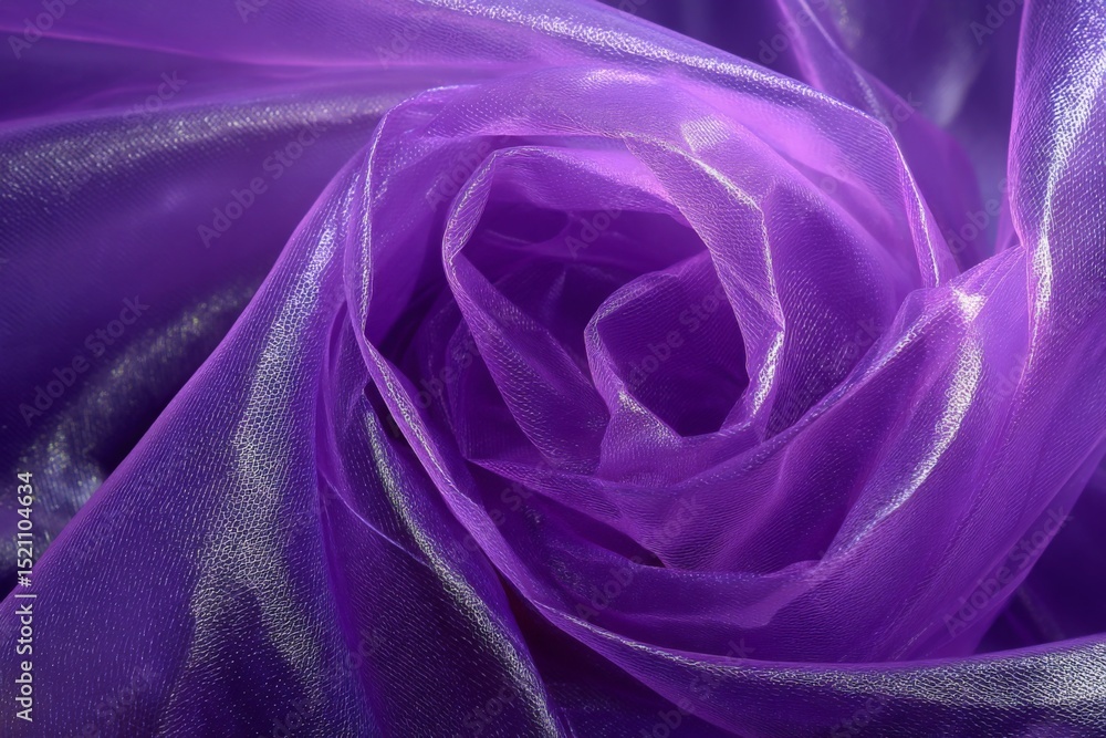 Aufkleber soft purple fabric elegantly arranged, showcasing intricate folds and a delicate texture in a close-