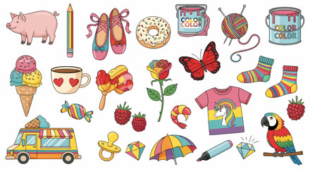 Colorful Collection of Objects for Kids Projects and Designs