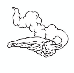 cigarette, marijuana weed, smoke pipe line art style vector illustration