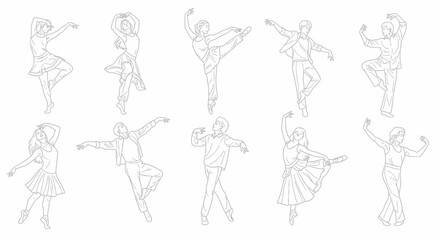 Sketch of Dancers Collection Artistic Line Art Ballet Figure Dance