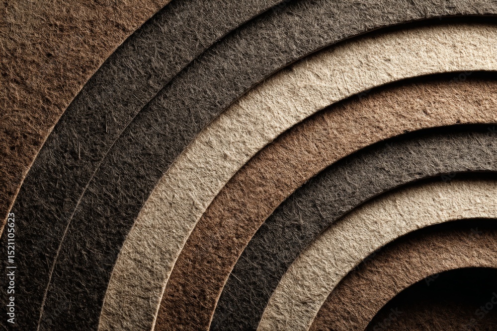 Aufkleber Layers of textured paper create a visually striking design in natural tones