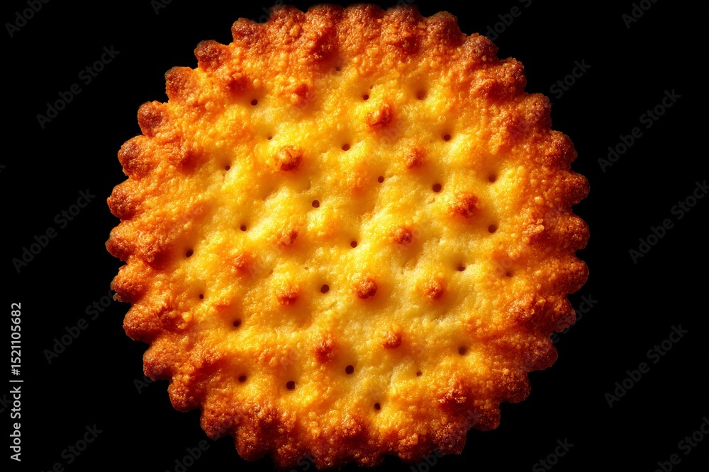 Aufkleber golden baked cracker with crispy texture and warm aroma displayed on a dark background