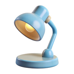 3D Cute blue desk lamp 3d render isolated on transparent background
