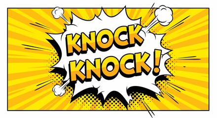 Knock Knock Comic Bubble Speech Burst Background Vector Illustration