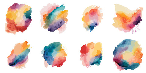 Multiple vector illustrations rainbow color background material, watercolor style