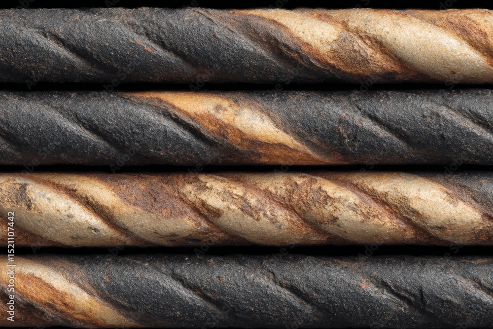 Poster Rusty metal rods arranged in parallel rows showcasing corrosion and texture variations in a close-up view