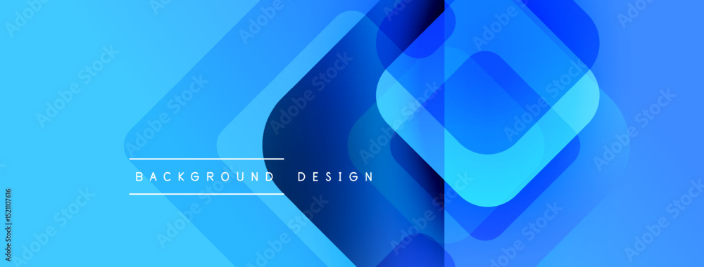 Poster Abstract blue design features layered geometric shapes. Gradient colors create modern visual effect. Text reads background design.