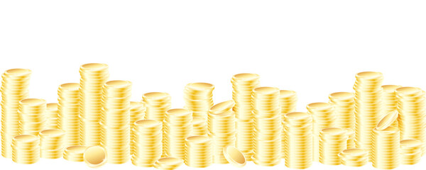 Stacks of gold coins isolated on transparent background. Element for background, concept of casino, wealth, winning, treasure, big profit, business. Vector graphics