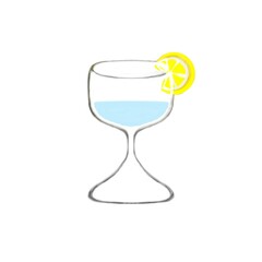 glass with water and lemon, drawing