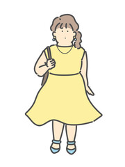 買い物を楽しむ若い女性イラスト