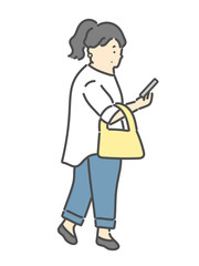 買い物中の若い女性イラスト