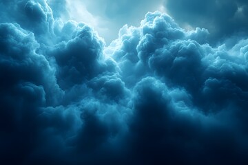 Naklejka premium Dramatic Cloudscape in Moody Blue Light for Nature and Weather Visuals